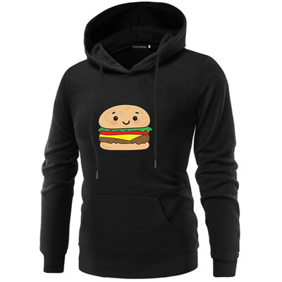 

Women Men Couple Hoodies Casual French Fries Hamburger Printed Sweatshirts Hoodies