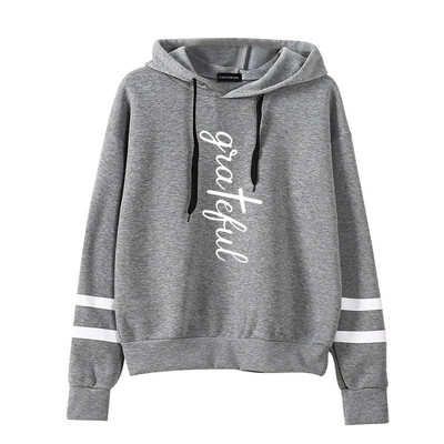 

Women Casual Stripe Long Sleeve Hoodie Pullovers Hoody Grateful Letter Printed Hooded Hoody Sweatshirt Tops