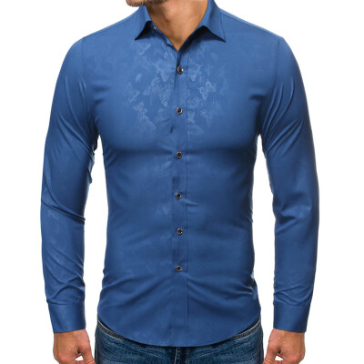 

Tailored Mens New Style Fashion stamped Long Sleeve Shirt Printed Long-Sleeved Blouse