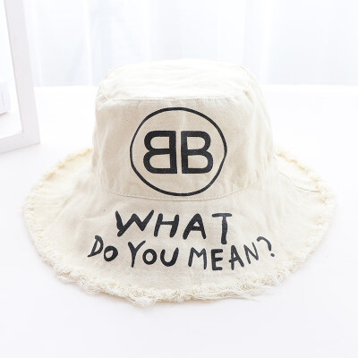 

2019 new Korean version of the tide lady summer denim letter suing hair-brimmed basin hat fisherman hat sunshade hat sun-proof hat
