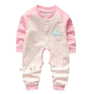 

Autumn Baby Boy Girl Casual Cartoon Striped Print Romper Infant Long Sleeve Children Clothes Jumpsuit Outfits