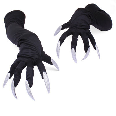 

2019 Long Fingernail Glove Halloween Party Cosplay Props Costume Accessories Acrylic Nails Claw Punk Thin Gloves Cuffs Best Gift