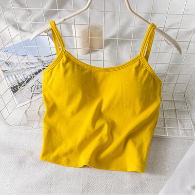 

Summer Slim Crop Tops Sexy Women Sleeveless Tank Tops Solid Color Black Camisoles Beauty Back Top