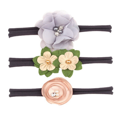 

3 Pcs Baby Girl Sweet Floral Print Elastic Headbands Holiday Party Hair Band Headwear Accessories