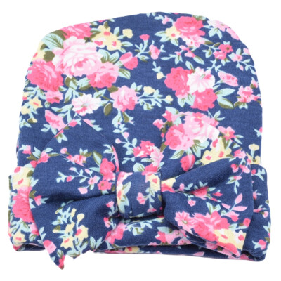 

Baby Hat Winter Girl Boy Hats Floral Print Infant Cap Lovely Bow Newborn Accessories