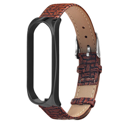 

〖Follure〗Woven Pattern Replacement Wrist Strap Leather Wristband For Xiaomi Mi Band3Watch