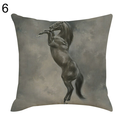 

Realistic Horse Print Cotton Linen Square Cushion Cover Home Decor Pillow Case
