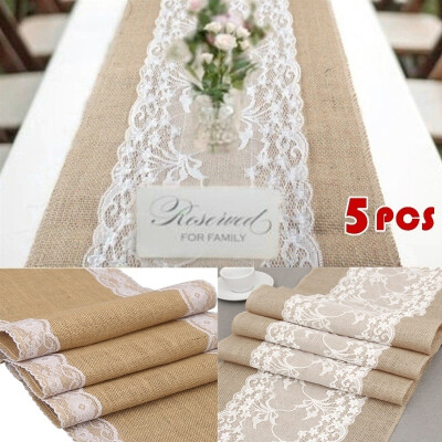 

135PCS 275cmX30cm Vintage Rustic Burlap Hessian Lace Table Runners Wedding Decor