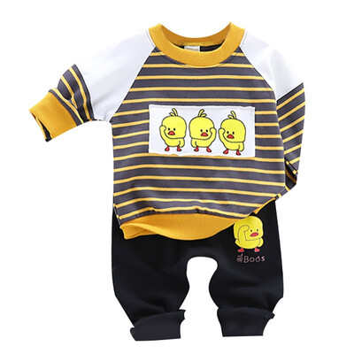 

Autumn Baby Boys Girls Long Sleeve Cartoon Duck Sweatshirt TopsPants Trouser Costume Set Baby Cute Clothes