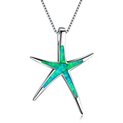 

Opal Enamel Starfish Necklace Chain Collar Ocean Animal Necklaces Jewelry