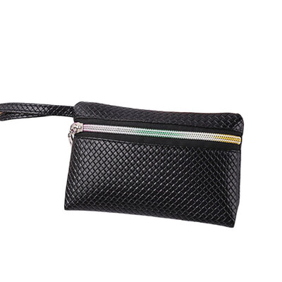 

Women Simple Grid Pattern Embossed Faux Leather Wristlet Clutch Bag Phone Holder