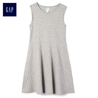 

GAP flagship store childrens clothing girls summer polka dot pattern wide swing sleeveless dress 336836 hemp gray XL
