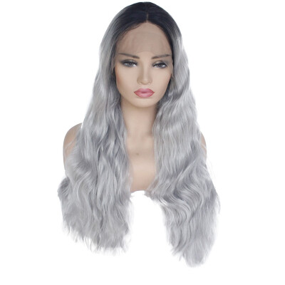 

Gobestart Gradient Lace Front Synthetic Hair Wig Long Black Women White Front Lace Wigs