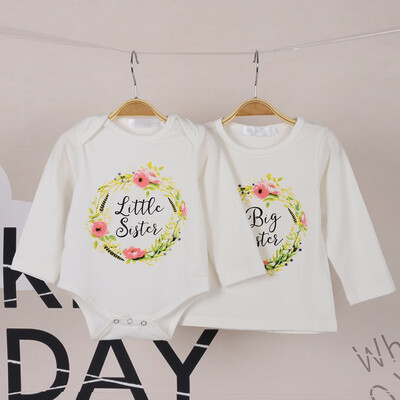 

Autumn Casual Fashion Baby Girl Clothes Long Sleeve Printing Romper Kids Girls Children Print T-Shirt Baby Sister Clothing