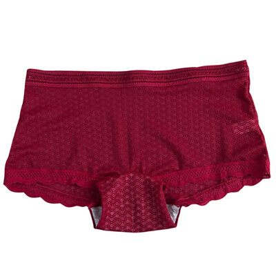 

Women Lace Stitching Transparent Mesh Solid Color Mid Waist Hip Shaping Briefs Sweet Sexy Panties