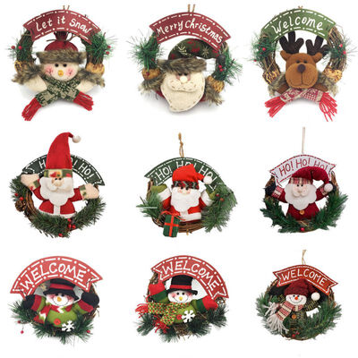 

Santa Claus Hanging Ornaments Christmas Wreath Decoration Mini Snowman Elk Deer Garland Xmas Party Supplies Home Decor