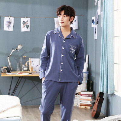 

Cotton Pajama Set for Men Comfy Sleepwear Pajamas Mens Sexy Modern Style Soft Cozy Plus Size Nightgown Pyjamas for Autumn Spring