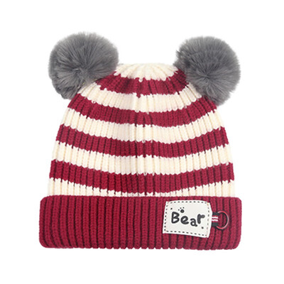 

2pcs Infant Baby Winter Striped Hat Scarf Set For Baby Girls Boys Children Hat Collar Suit Knit Hat Baby Warm Hat Scarf Set
