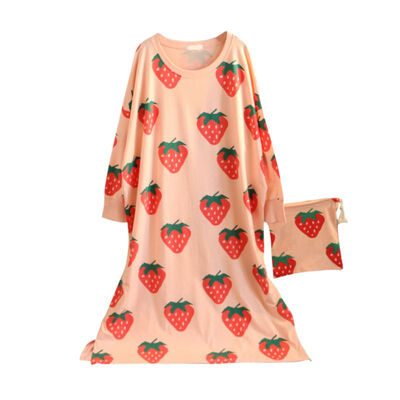 

Women Sexy Pajamas Ladies Cotton Round Neck Cute Long Sleeve Nightdress Lingerie Cartoon Print Home Clothing