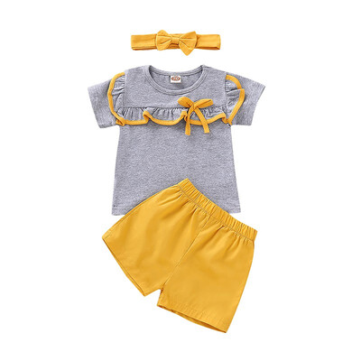 

2019 New Summer Baby Girls Boys Short Sleeve Solid Print T-shirt TopsShorts Suits Casual Outfits Sets