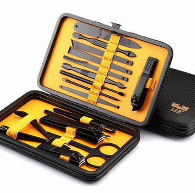 

OLOEY Stone Pattern Case1 set 16pcs Nail Clipper Kit Nail Care Set Pedicure Set Tools Nail clipper