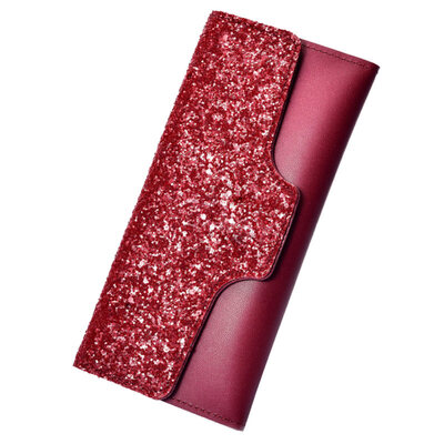 

Fashion Women Glitter Sequined Trifold Long Wallet Card Cash Holder Clutch Purse