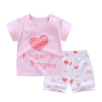 

Summer Baby Boys Girls Clothes Sets Short Sleeve Cartoon Print T-shirt TopsShorts Casual Outfits Sets