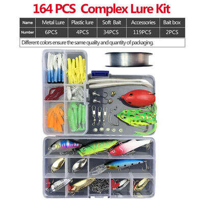 

164pcsbox Fishing Accessories Kit Including Jig Hooks Fishing Sinker Weights Fishing Swivels Snaps with Fishing Tackle Box