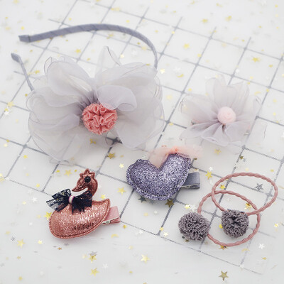 

Baby Cute Girls Hair Pin Floral Pattern Headband Hair Pin Set Apparel Photography Prop Party Gift