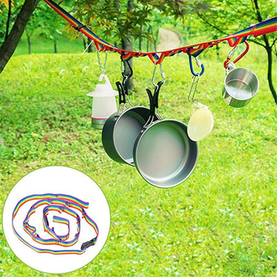 

Camping Tent Rope Lanyard Colorful Rainbow Cup Lamp Hanging Outdoor Clothesline Daisy Chain Double Layer Hanging Lamp Clothesline