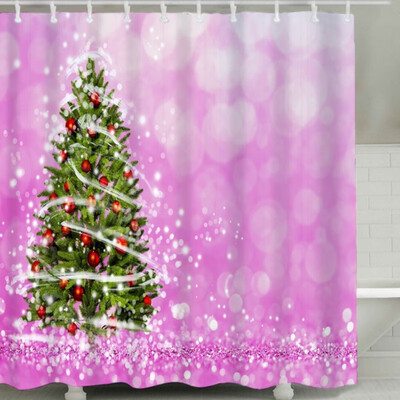 

Christmas Shower Curtain Waterproof Mildew Bath Decorative Shower Curtain Set HD Printed Polyester Bath Covers With 12 C-Shape
