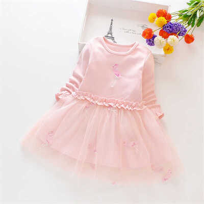 

2019 Autumn Casual Baby Girls Clothes Princess Dress Long Sleeve Bowknot Design Dress Children Pageant Sundress