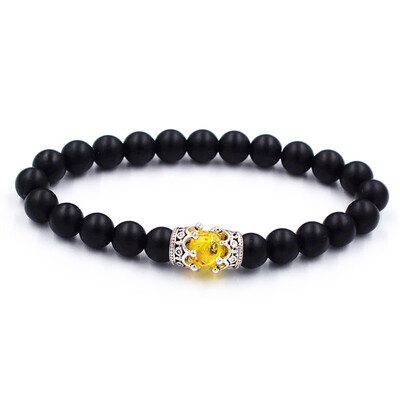 

Imitation Resin Beads With Gold Silver King Crown Charm Bracelets For Women Men Jewelry