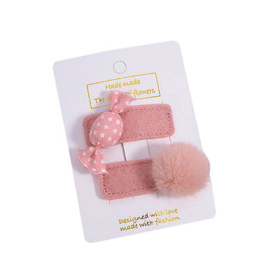 

2Pcs Set Childrens Candy-colored Imitation Rabbit Hair Ball Hairpin Pipi Powder Cloth Gilrs Hairpin Hair Accessories