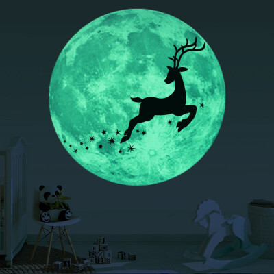 

Tailored Christmas 3D Luminous Moon Deer Wall Sticker For Kids Rooms Glow In The Dark Bed