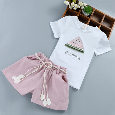 

Summer Baby Girls Clothes Set ChildrenS Clothing Fruit T-Shirt Shorts Suit Clothing Set Girls Suits
