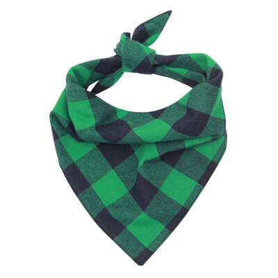 

Pet Dog Cotton Scarf Green Plaid Dogs Cats Grooming Accessories Triangular Bandage Collar for Small Medium Large Pet