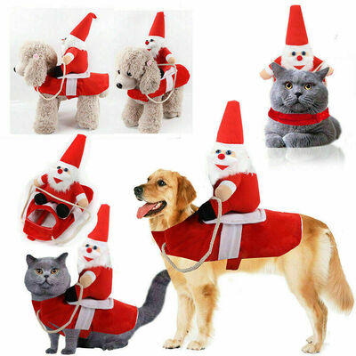 

Pet Cat Santa Costume Dog Christmas Small Coat Outfit Clothes Hoodie Jumper Xmas