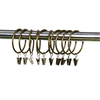 

High Quality 10 Pcs Polished Stainless Steel Ball Shower Curtain Rings Clips Curtain Hooks