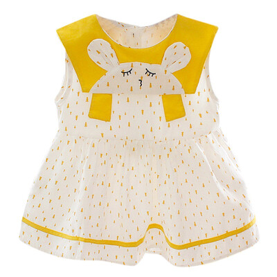 

Summer Baby Girls Cartoon Design Sleeveless Casual Dress Kids Toddler Princess Sundress