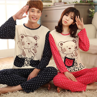 

Couple Pajamas Set Autumn Spring Cotton Fabric Cartoon Women Pyjamas Plus Size -3XL Long Sleeve Sleepwear Men Lounge Pijama