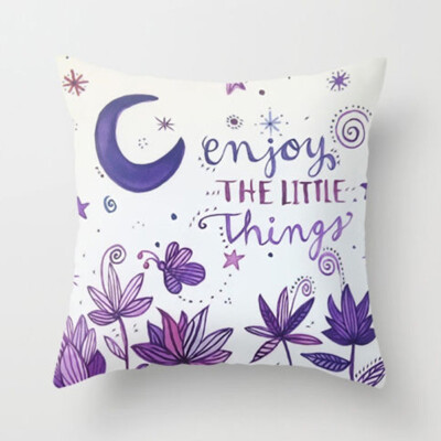 

1818In Purple Color Printed Cushion Cover Square Cotton Linen Cushion Covers Office Sofa Pillow Case Decor Home Textile