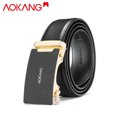 

Aokang Aokang mens belt leather automatic buckle belt middle-aged youth casual simple pants belt8931603009 black 115