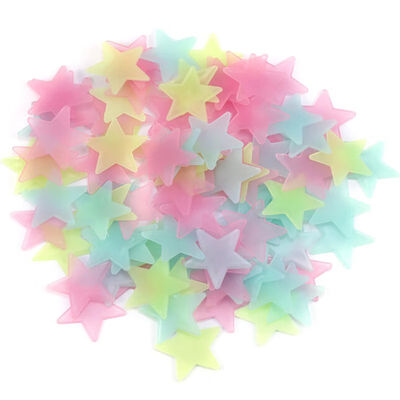 

100Pcs DIY Colorful Wall Stickers Luminous Star Sticker Fluorescent Glow In The Dark Baby Kids Bedroom Decal Stars Home Decor