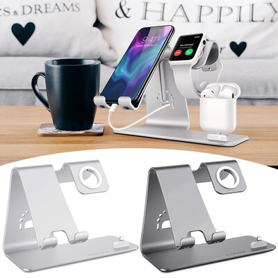 

New 3-in-1 aluminum wireless charger stand for iPhone Qi Vertical fast charging station for iWatch AirPods