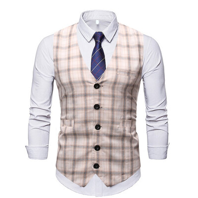 

Toponeto Mens Fashion New Style Business Leisure Vest Comfortable Checked Waistcoat Top