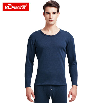 

Baopai BOPIE thermal underwear mens velvet thickening plus velvet winter Slim bottoming thick autumn clothing long pants warm set Bao blue V-neck