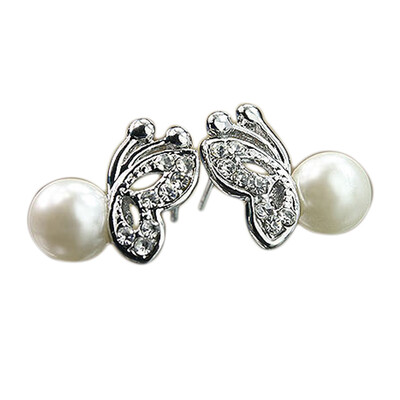 

Pearl Cristal Butterfly Ear Stud Earrings