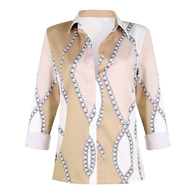 

Sexy Blouse Women Vintage Loose Casual Shirts Cartoon Print Lapel Shirt Loose Long Sleeve Blouses Blusas Mujer De Moda