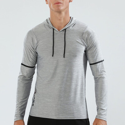 

Toponeto Men Fitness Print Long Sleeve Hooded Bodybuilding Tight-drying Tops Blouses